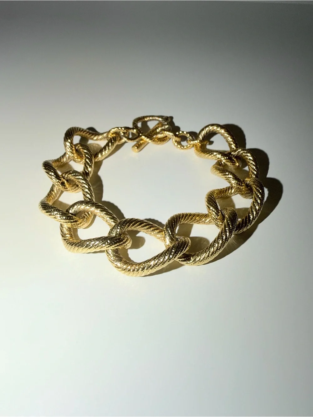 Vintage Gold-Tone Textured Chunky Link Bracelet